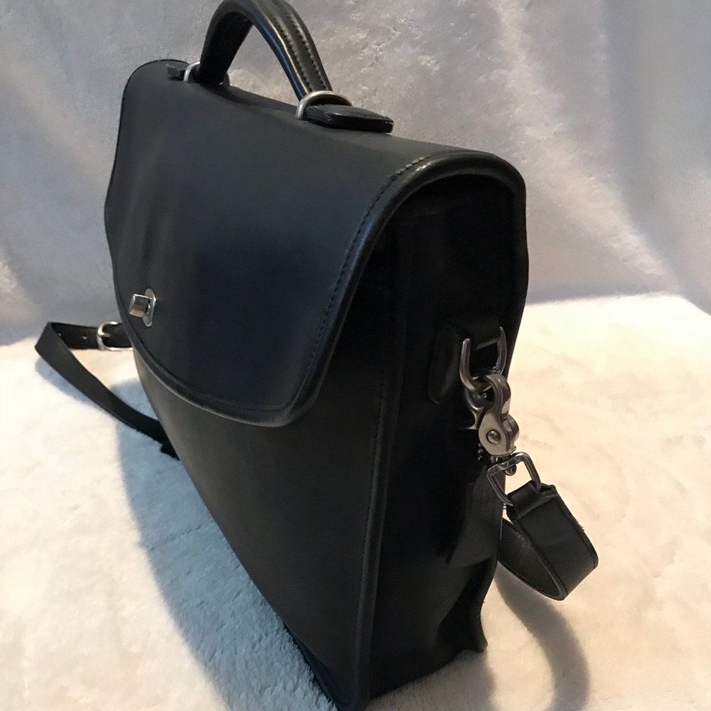 Coach Black Leather Briefcase with Silver Hardware - Picture 4 of 8
